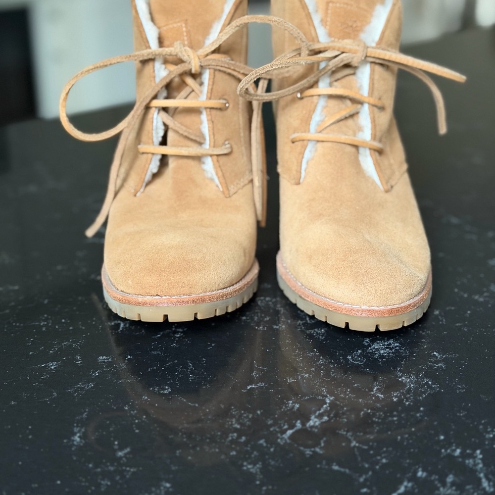 Coach Karson Suede Lace-Up Wedge Booties 8.5 - Picture 3 of 5
